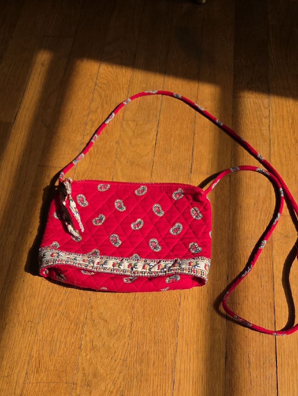 Red Vera Bradley Quilted Paisley Crossbody Bag